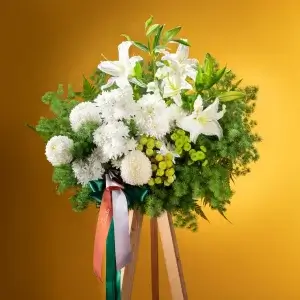 Lucent Floral Tripod - https://www.beato.com.sg/shop/occasions/bereavement-and-condolence-flowers/