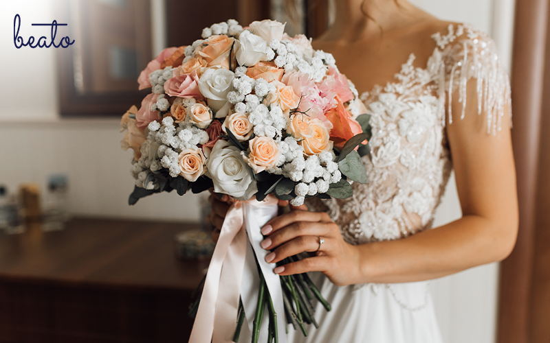 Bride holding a flower bouquet