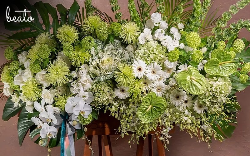 white and green flower arrangements