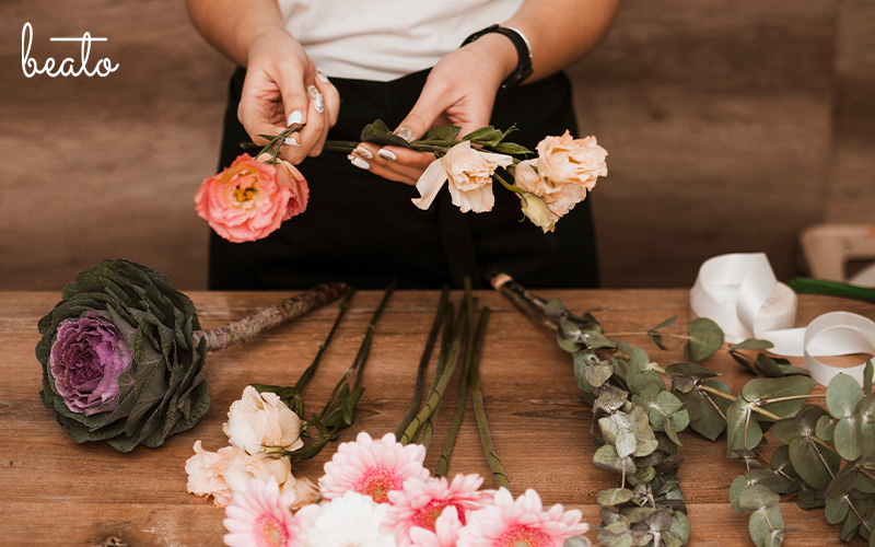 woman doing floral therapy